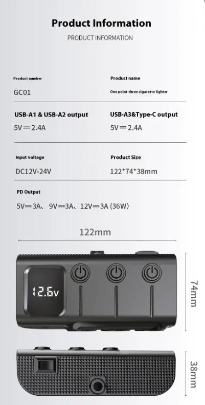 3-Port USB Car Charger